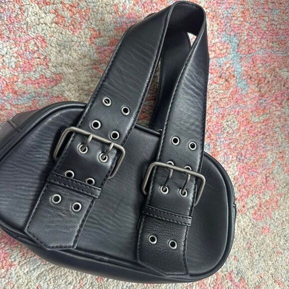 Free People Say Yes Leather Bag handbag metal buckle edgy grunge y2k style black - Picture 4 of 8
